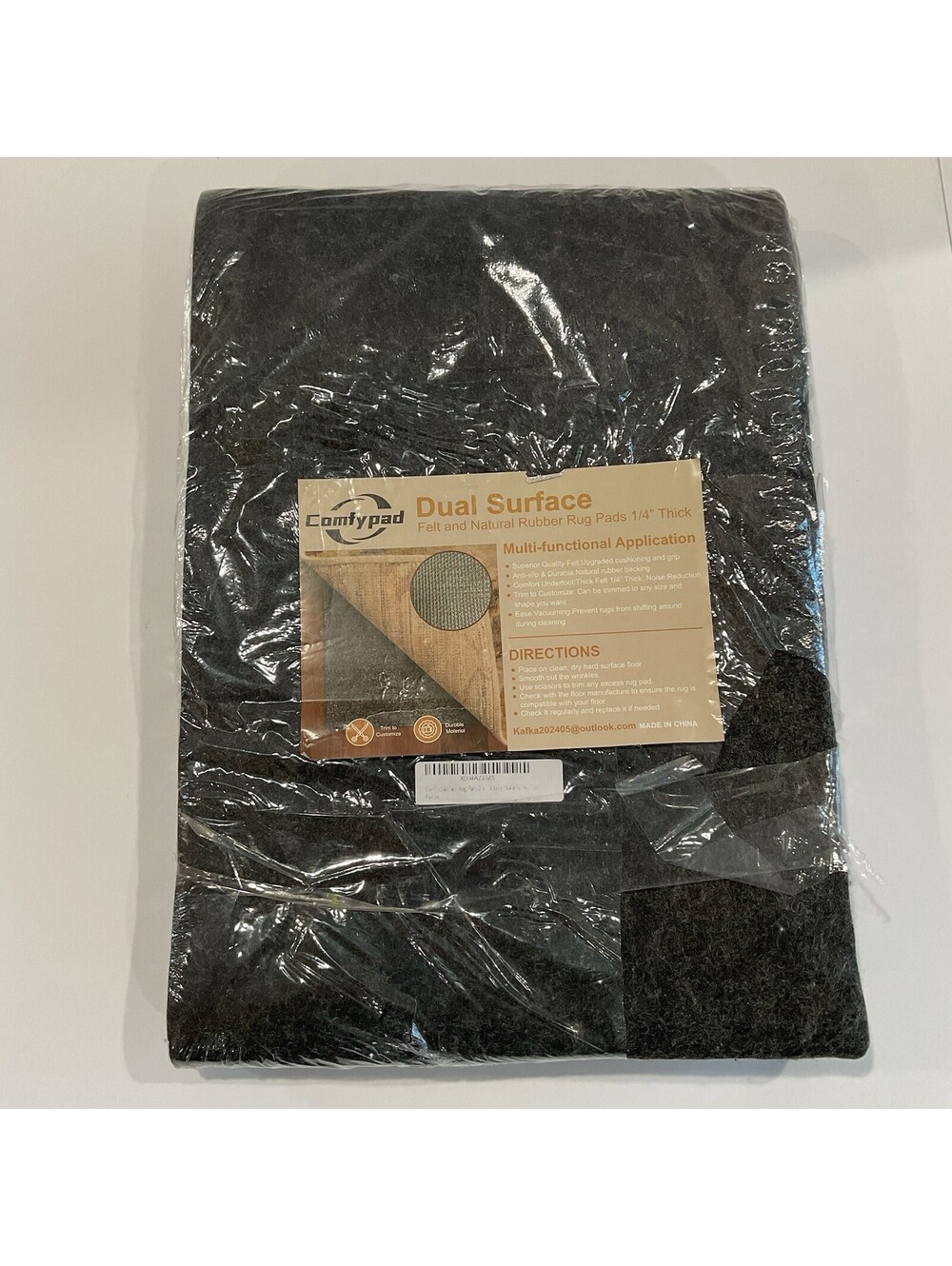 NIB Comfypad Felt Rug Pad, 2 x 6 Ft Rubber Non-Slip Rug Pad Gripper